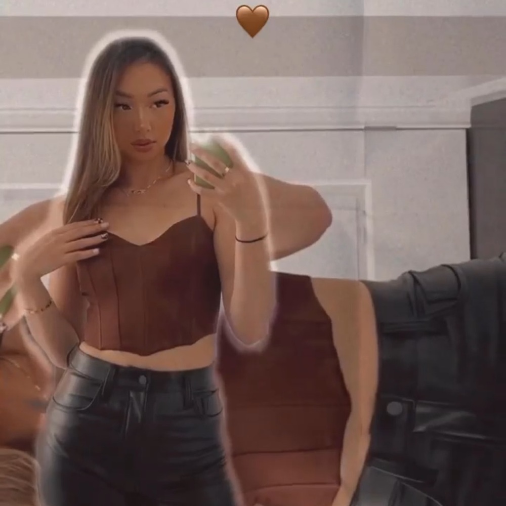 Zara Brown Corset Cropped Top